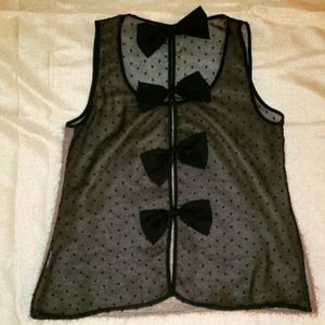 Ryu Fuzzy Sleeveless Top w/ See Through Back